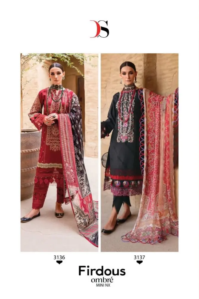 DEEPSY SUITS Firdous ombre Embroidered Mini Nx Chiffon Dupatta