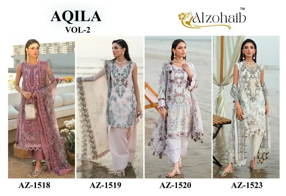 ALZOHAIB AQILA VOL 2 CHIFFON DUPATTA WITH OPEN IMAGES 