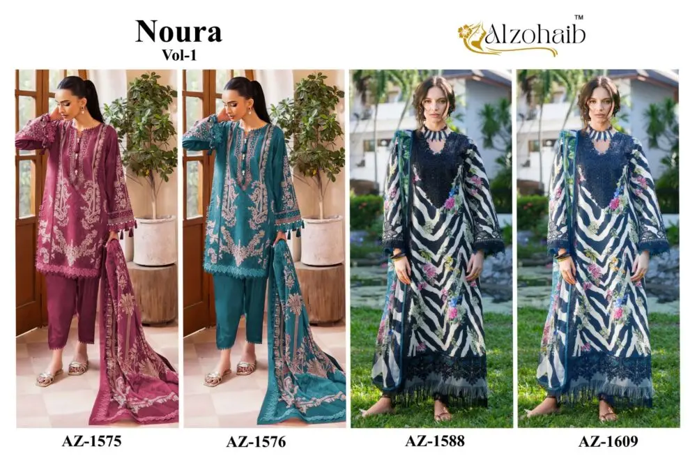 ALZOHAIB NAURA VOL 1 COTTON DUPATTA WITH OPEN IMAGES