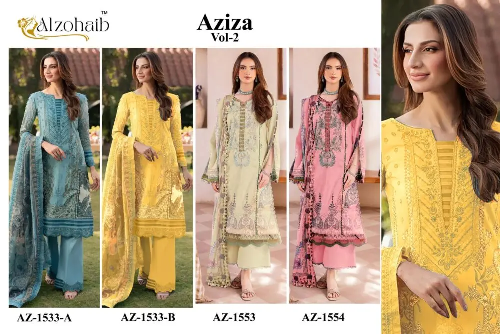 ALZOHAIB AZIZA VOL 2 CHIFFON DUPATTA WITH OPEN IMAGES