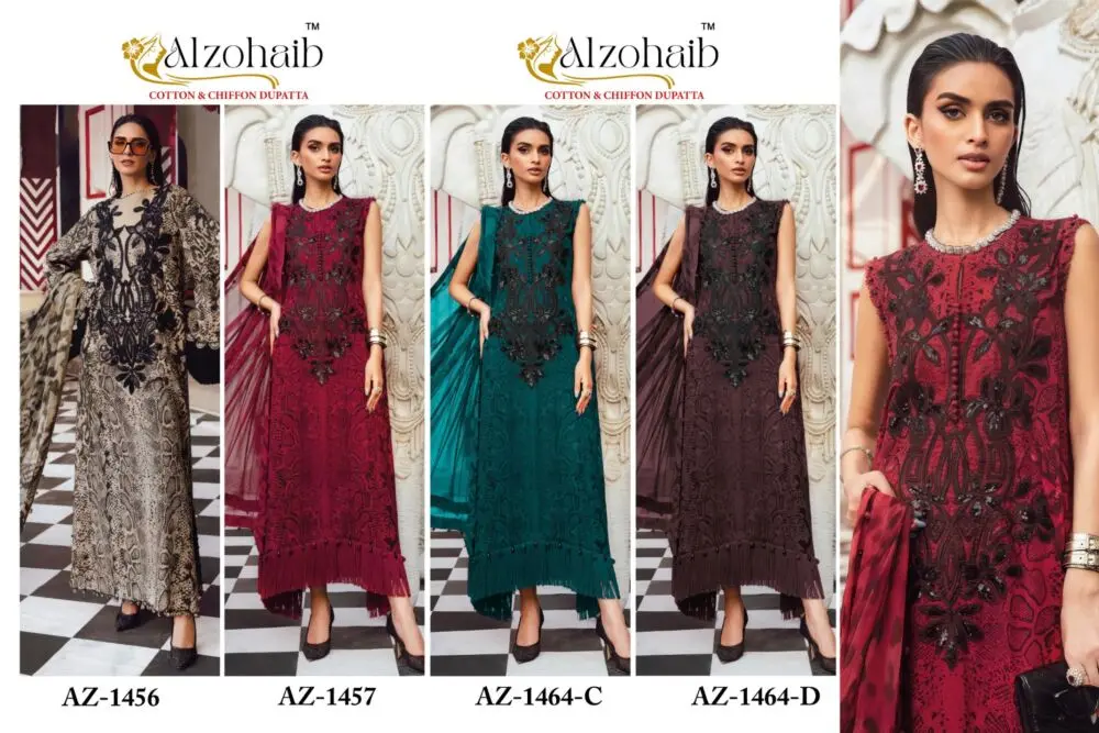 ALZOHAIB DNO 1456 TO 1457 AND 1464 CD COTTON DUPATTA WITH OPEN IMAGES