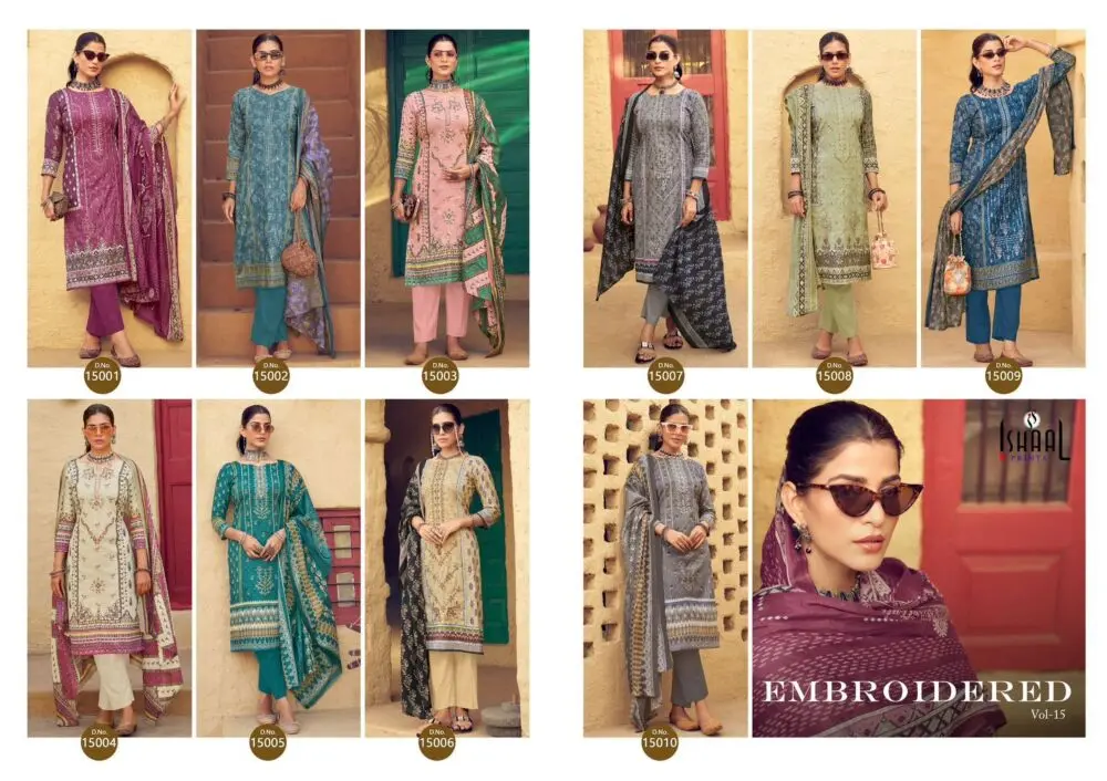 ISHAAL Embroidered lawn vol 15