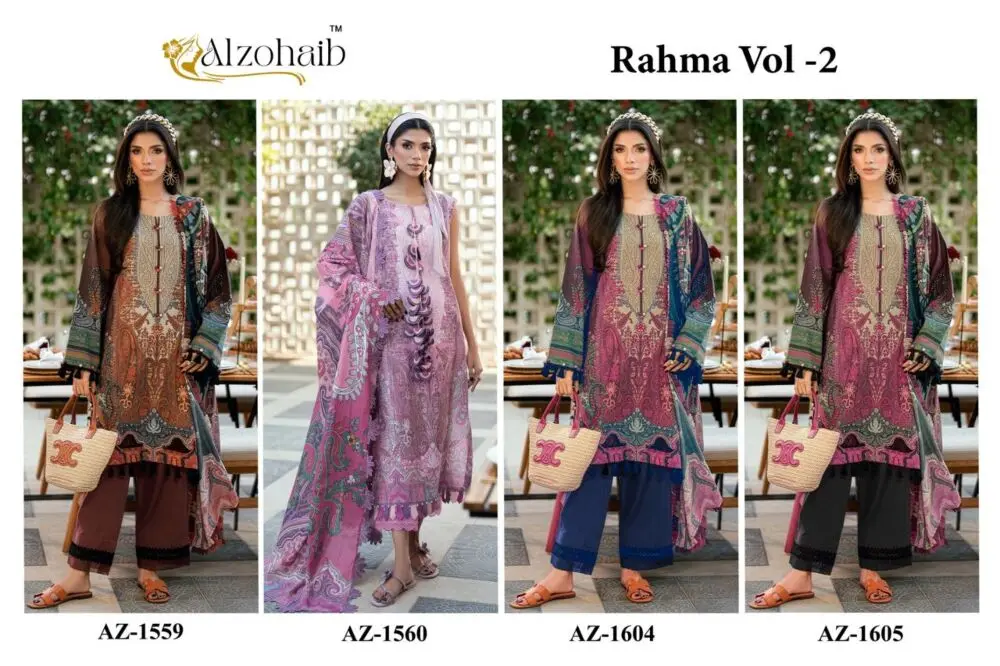 ALZOHAIB RAHMA VOL 2 COTTON DUPATTA WITH OPEN IMAGES