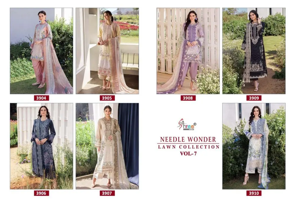 SHREE FABS NEEDLE WONDER LAWN COLLECTION VOL 7 chiffon dupatta