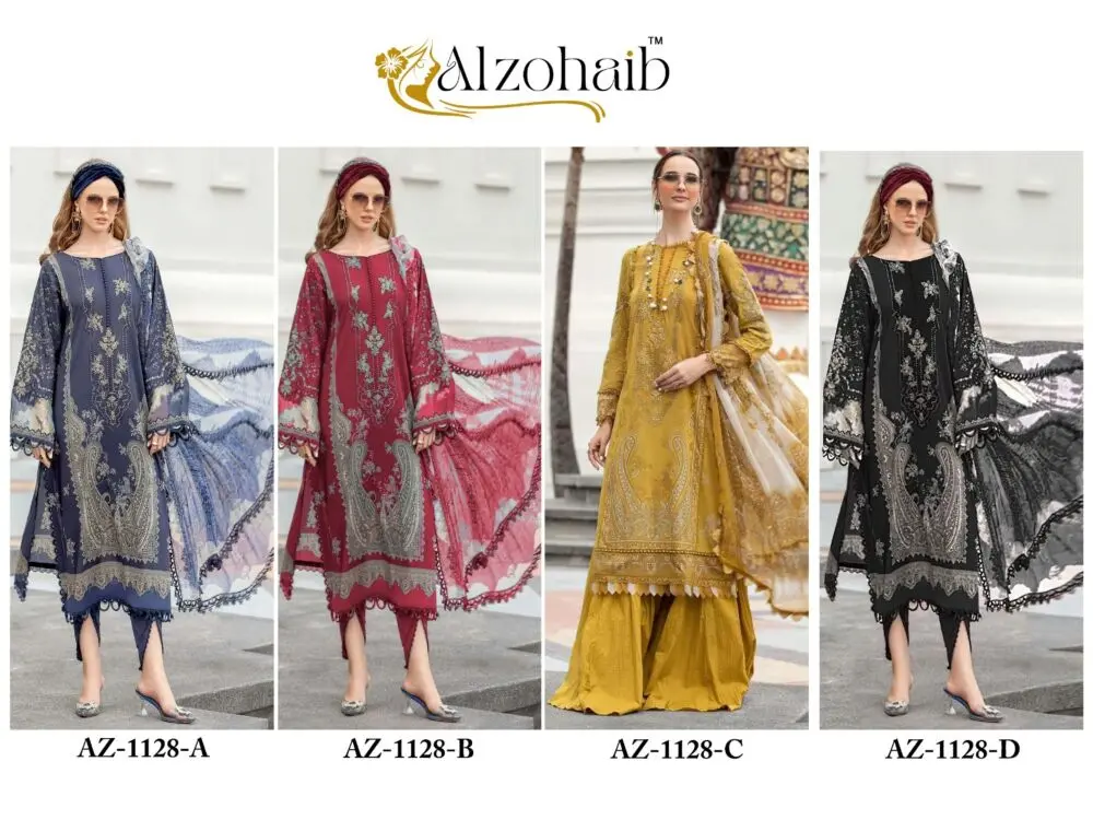ALZOHAIB DNO 1128 A B C D CHIFFON DUPATTA WITH OPEN IMAGES