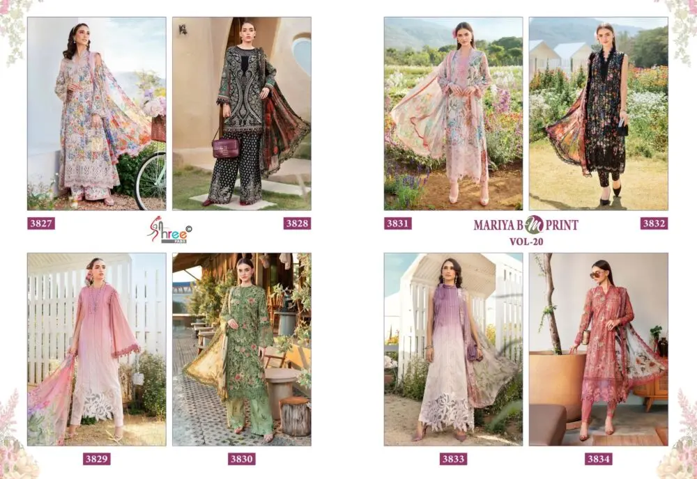 Shree Fabs Mariya b M print vol 20 cotton dupatta with open images