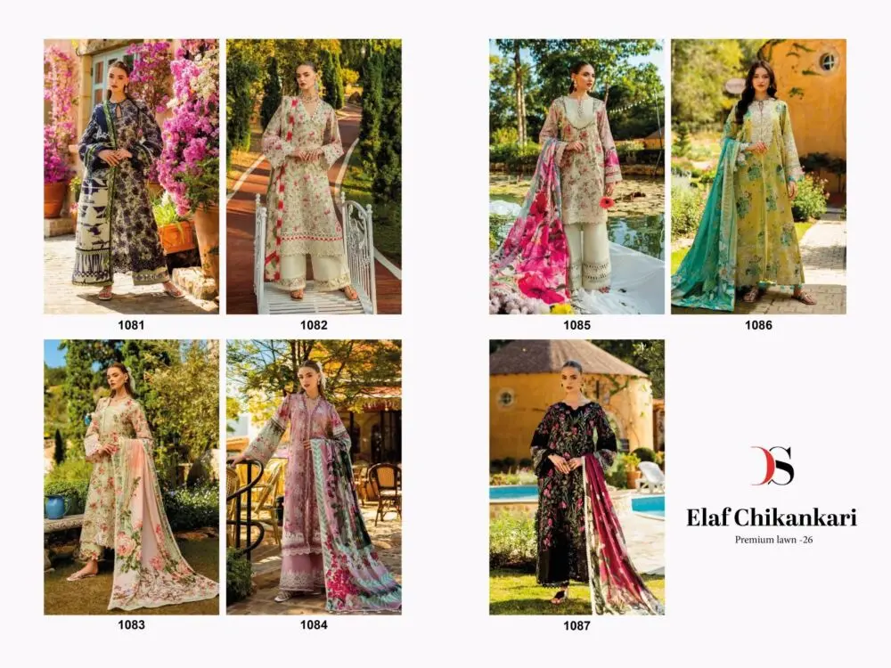 DEEPSY SUIT ELAF CHIKANKARI premium Lawn 25 cotton dupatta