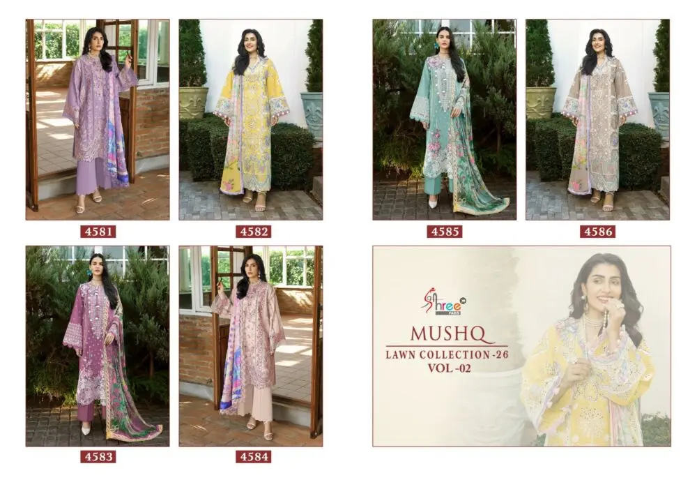 SHREE FABS MUSHQ LAWN COLLECTION 26 VOL 2 COTTON DUPATTA