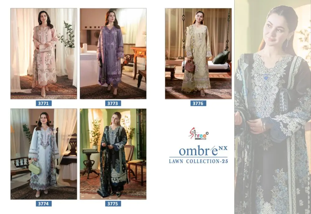 SHREE FABS OMBRE LAWN COLLECTION 2025 VOL 01 NX CHIFFON DUPATTA