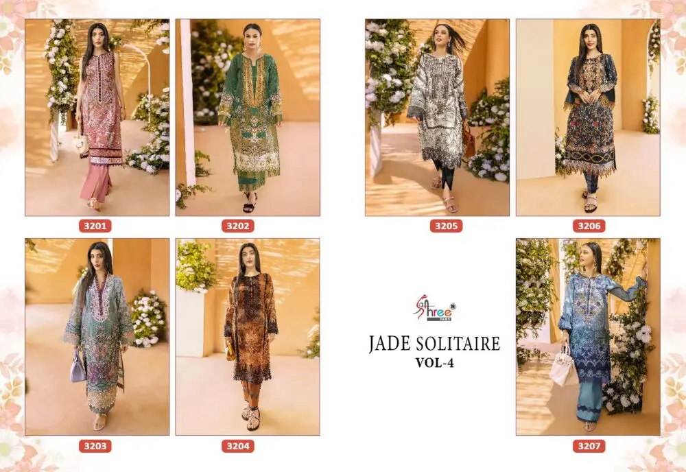 SHREE FABS JADE SOLITAIRE VOL 4 Chiffon dupatta with open images