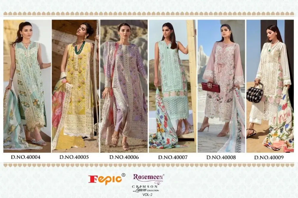 Fepic Rosemeen Crimson lawn collection Vol 2