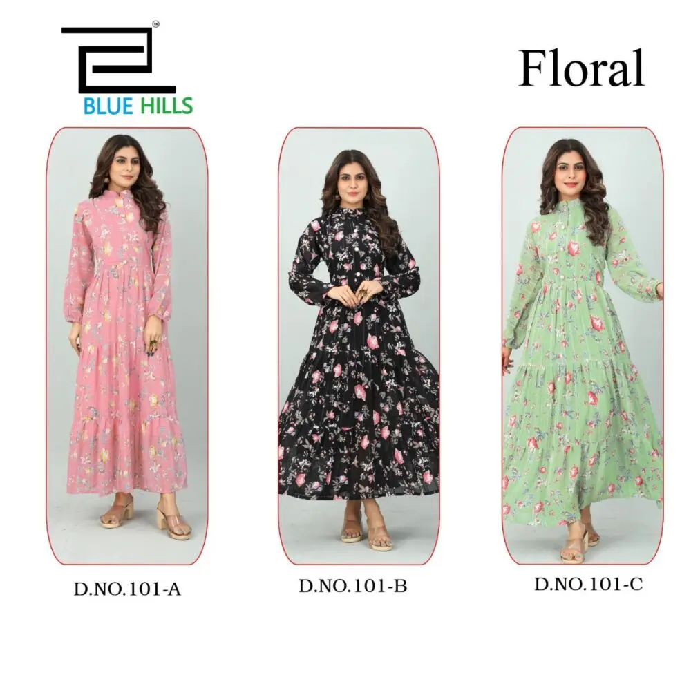 FLORAL chiffon Stitched Kurti