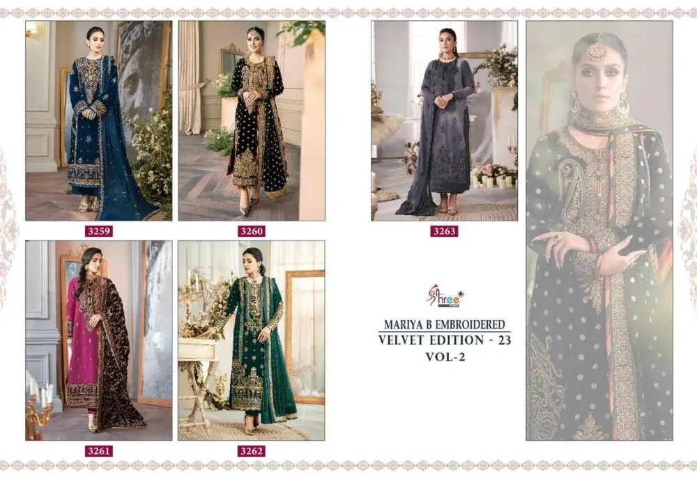 Shree fabs MARIA B EMBROIDERED VELVET COLLECTION 23 vol 2 with open images