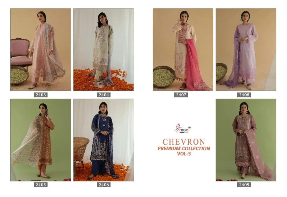 Shree fabs CHEVRON PREMIUM COLLECTION VOL 3 Chiffon Dupatta with Open Image