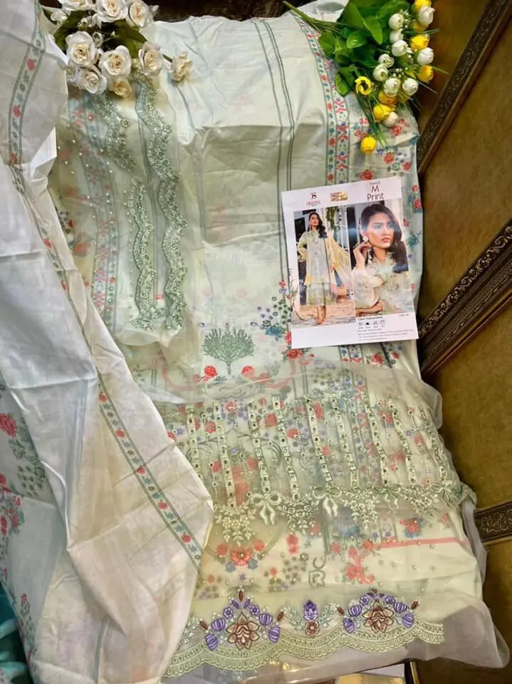 Deepsy Maria B M Print Cotton Dupatta with Open Image