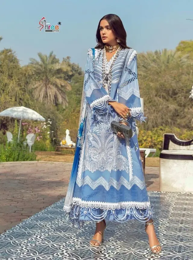 Shree Fabs Sana Safinaz Premium Lawn Collection Vol 4 Cotton Dupatta with Open Image