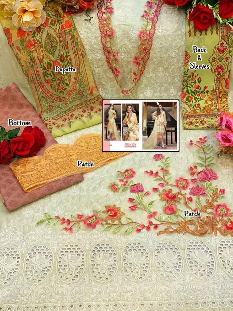 Shree Fabs Firdous Embroidered Lawn Collection Chiffon Dupatta with Open Image