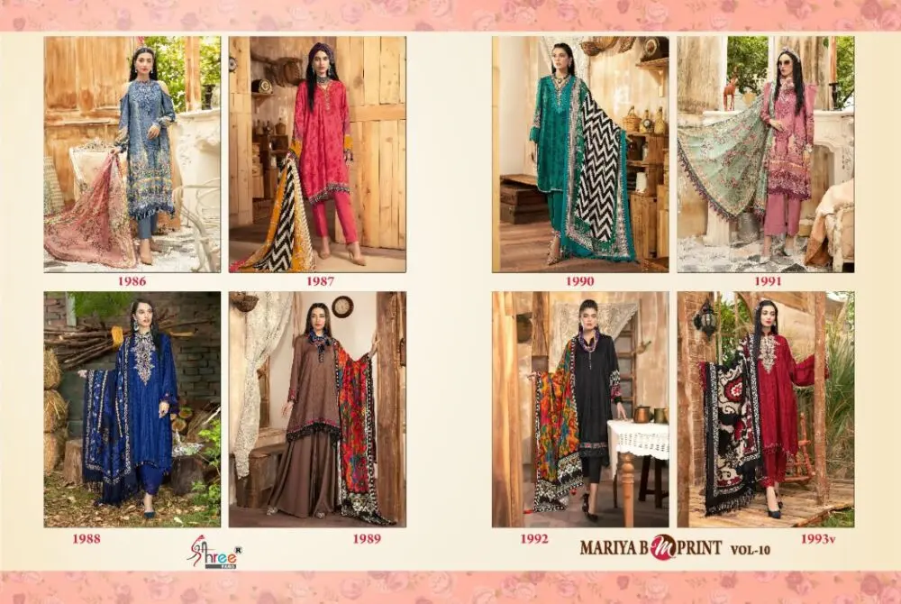 Shree Fabs Maria B M Print Vol 10 Chiffon Dupatta with Open Image