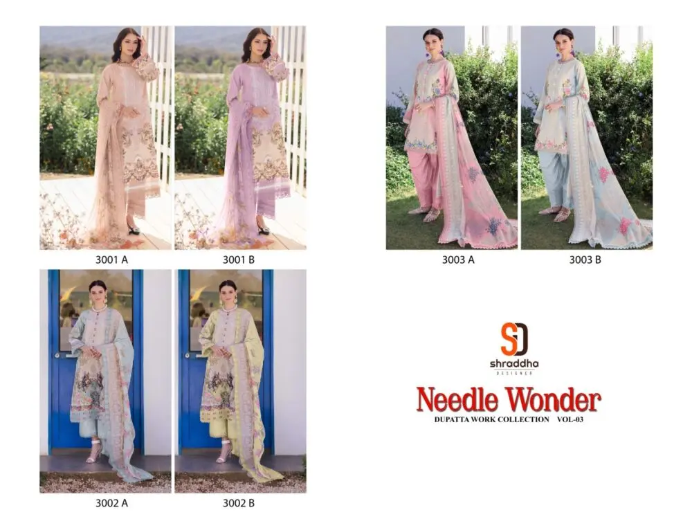 SHRADDHA DESIGNER NEEDLE WONDER VOL 3 CHIFFON DUPATTA WITH OPEN IMAGES