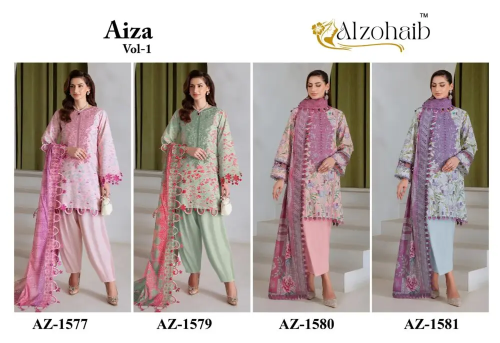 ALZOHAIB AIZA VOL 1 CHIFFON DUPATTA WITH OPEN IMAGES