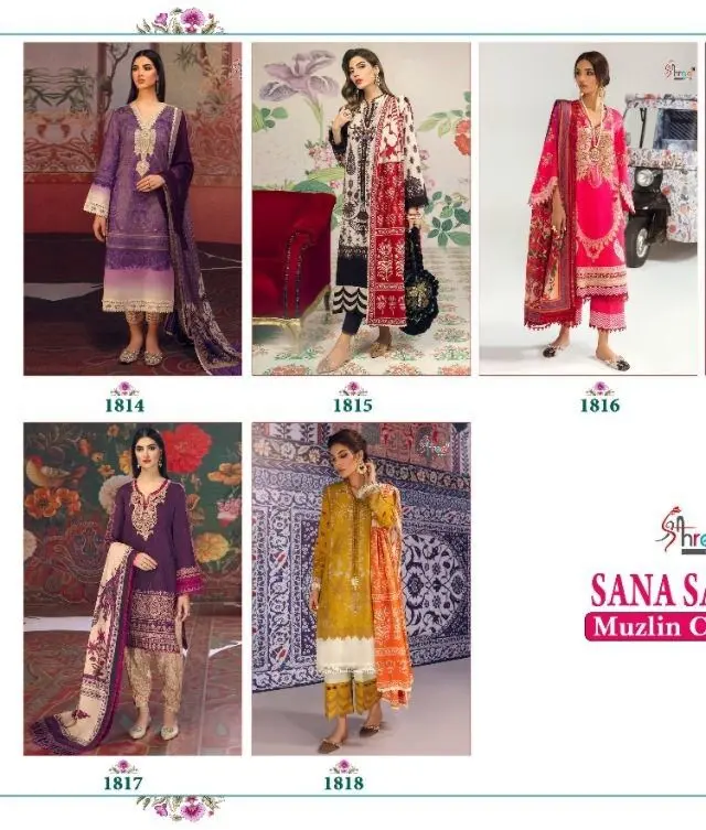 Shree Fabs Sana Safinaz Muzlin Collection Vol 7 Cotton Dupatta with Open Image