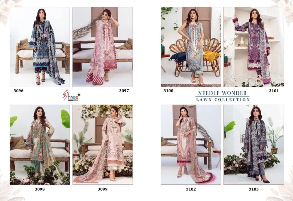 SHREE FABS NEEDLE WONDER LAWN COLLECTION Chiffon Dupatta with open images
