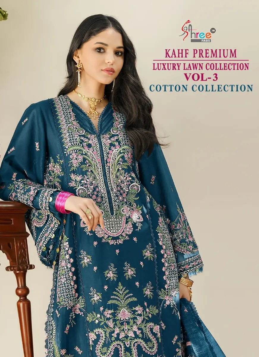 SHREE FABS KAHF PREMIUM LUXURY LAWN COLLECTION VOL 3 COTTON COLLECTION COTTON DUPATTA