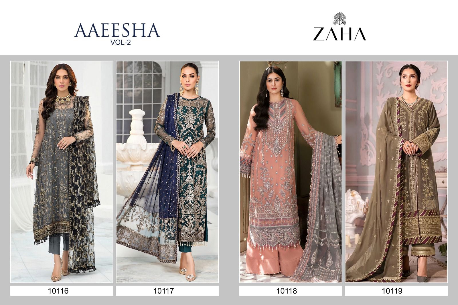 AZARE PRODUCTS Selection II 2個セット ZAHA AAEESHA vol 2 Buy Embroidered Georgette Pakistani Suit Online