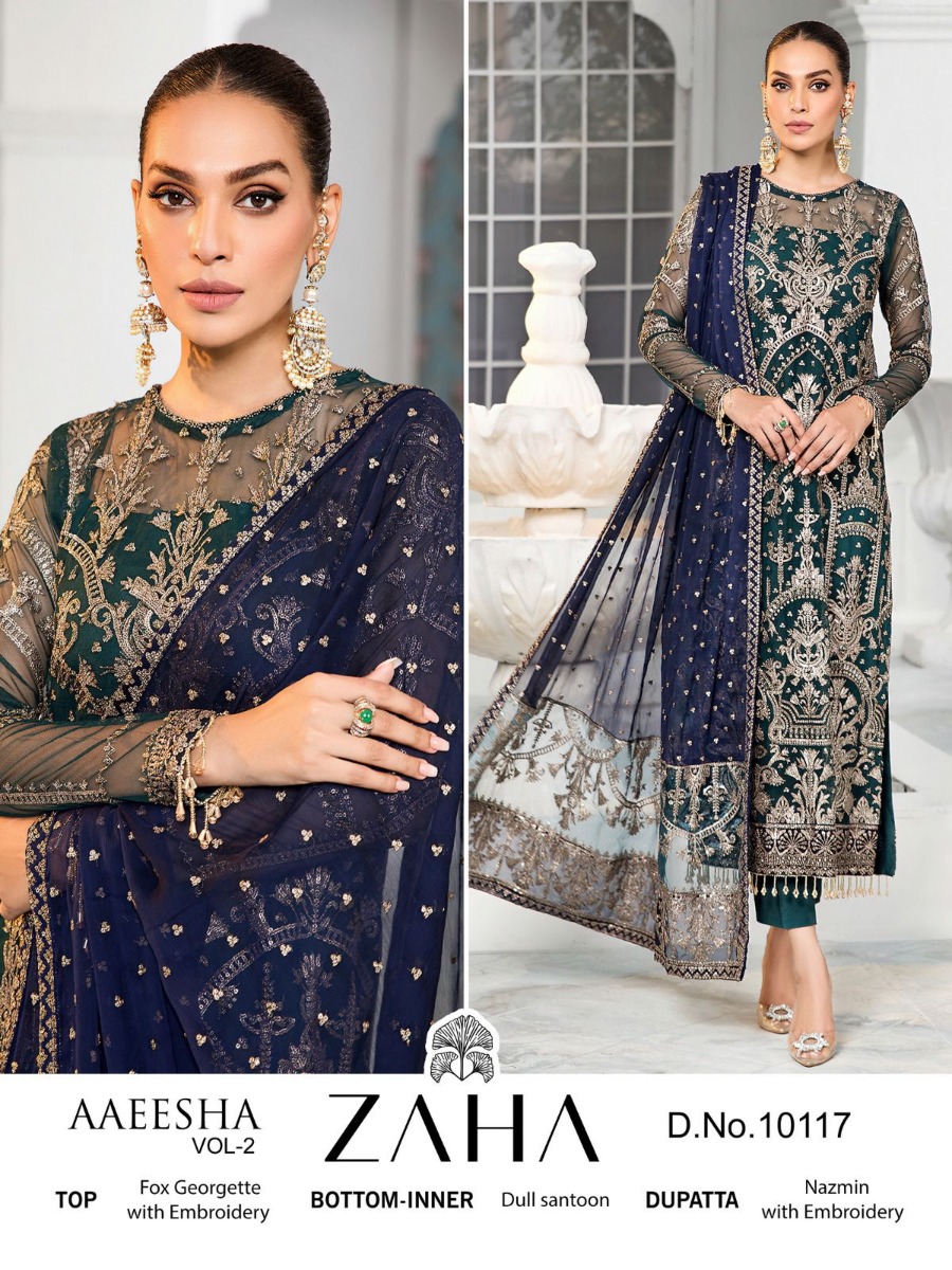 AZARE PRODUCTS Selection II 2個セット ZAHA AAEESHA vol 2 Buy Embroidered Georgette Pakistani Suit Online