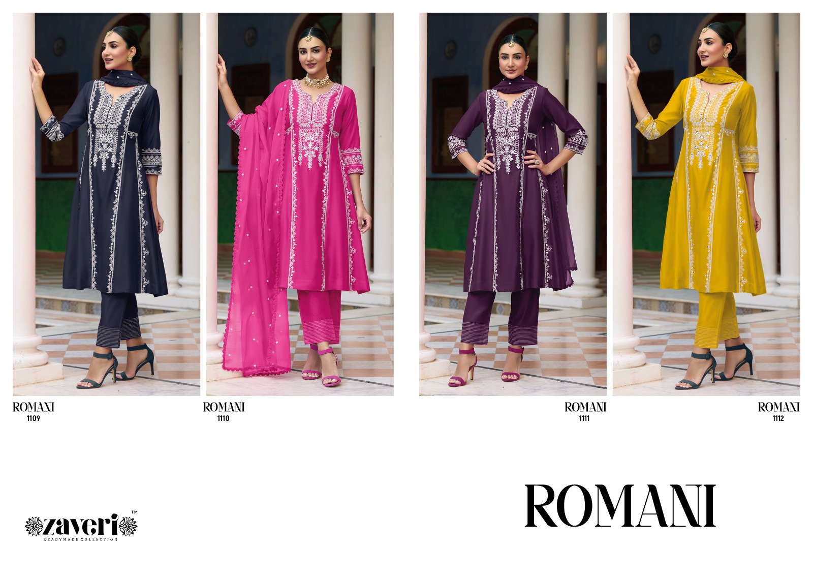 Zaveri ROMANI Stitched Buy Readymade Ladies Churidar Suits Wholesale Solanki Textiles