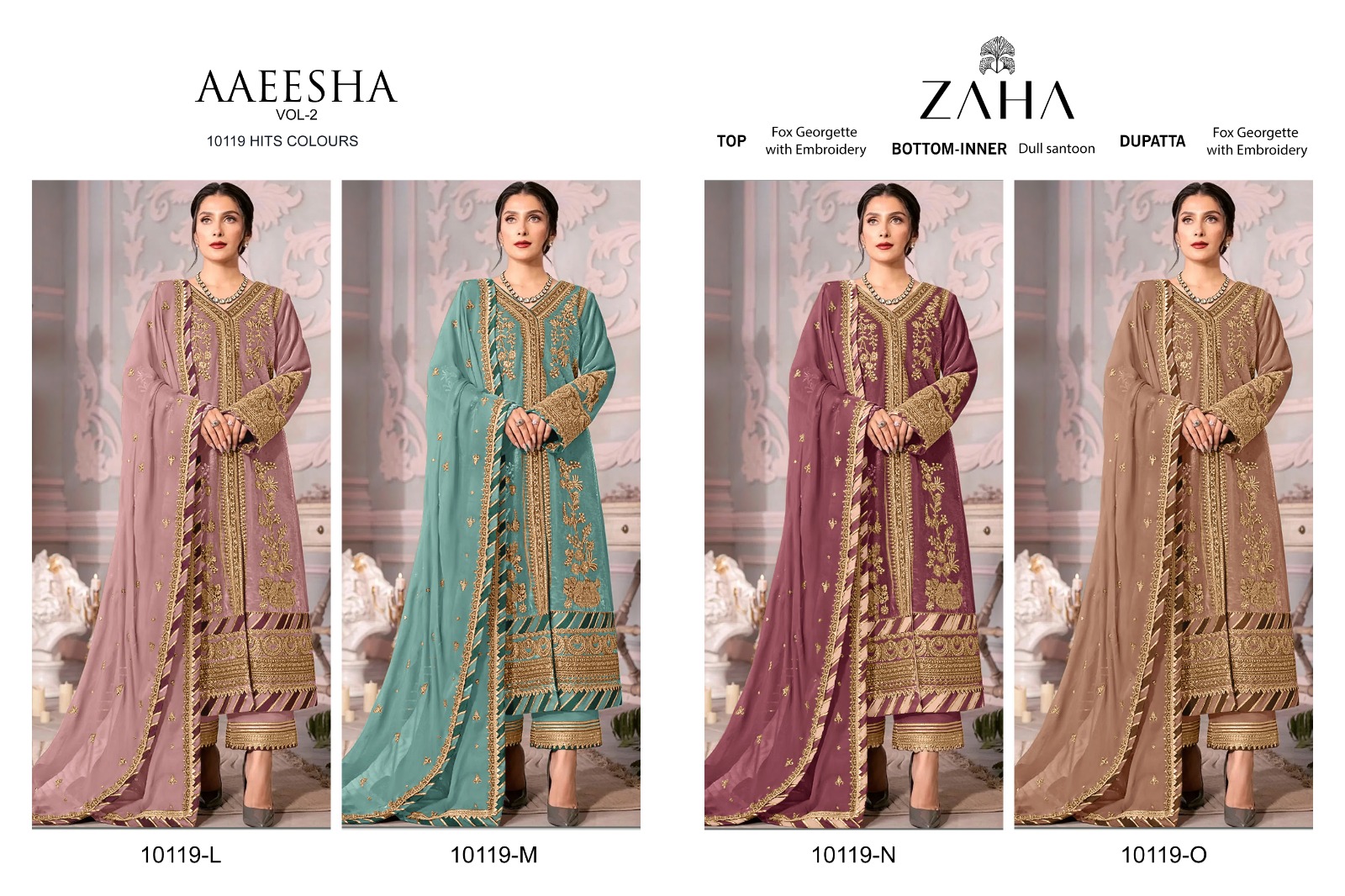 ZAHA AAEESHA vol 2 Buy Wholesale Pakistani Georgette Suits