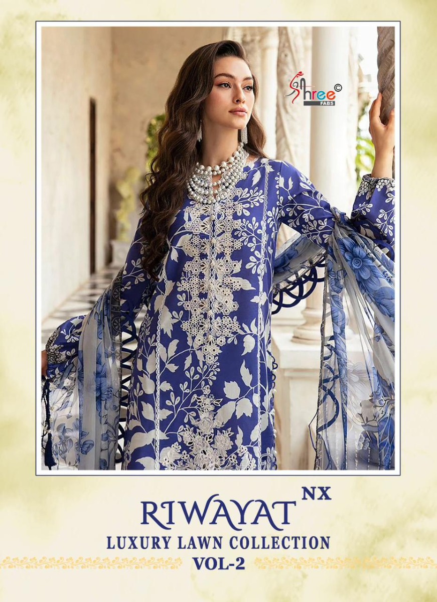 SHREE FABS RIWAYAT LUXURY LAWN COLLECTION VOL 2 nx Chiffon Dupatta with open images