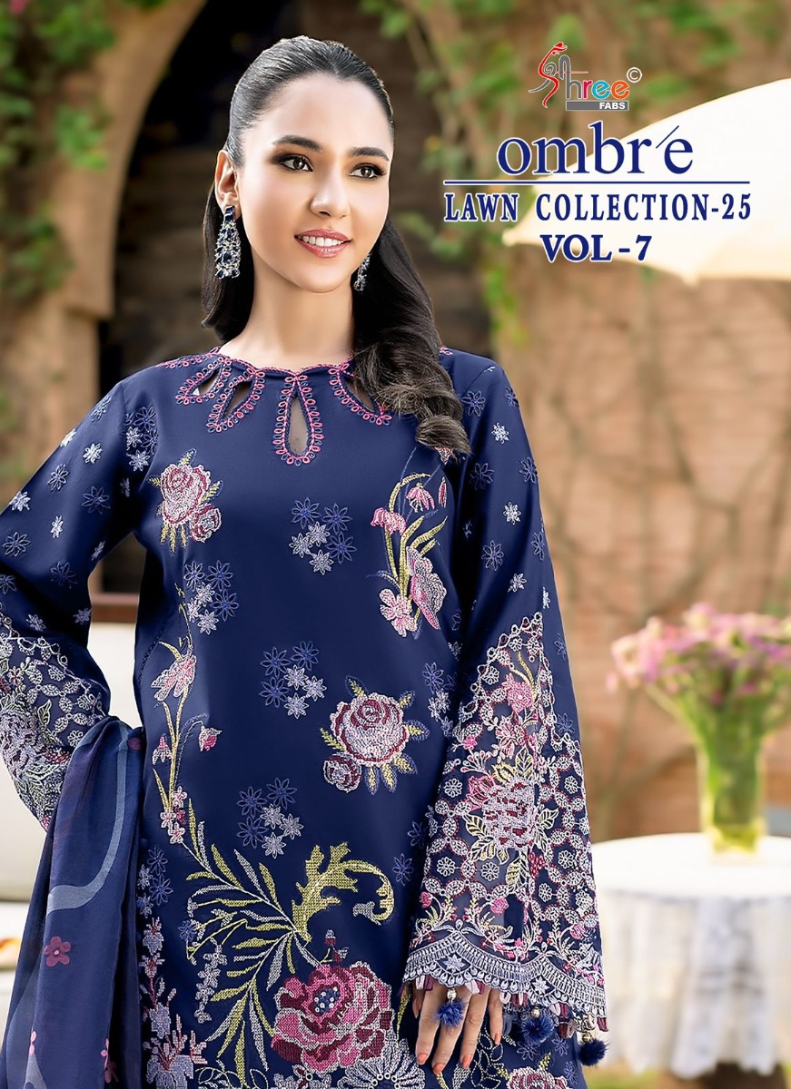 SHREE FABS OMBRE LAWN COLLECTION 2025 VOL 7 CHIFFON DUPATTA WITH OPEN IMAGES