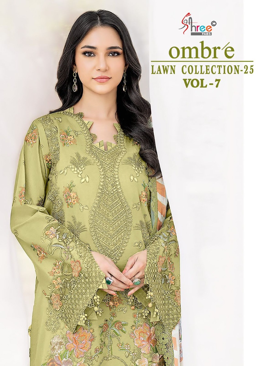 SHREE FABS OMBRE LAWN COLLECTION 2025 VOL 7 COTTON DUPATTA WITH OPEN IMAGES
