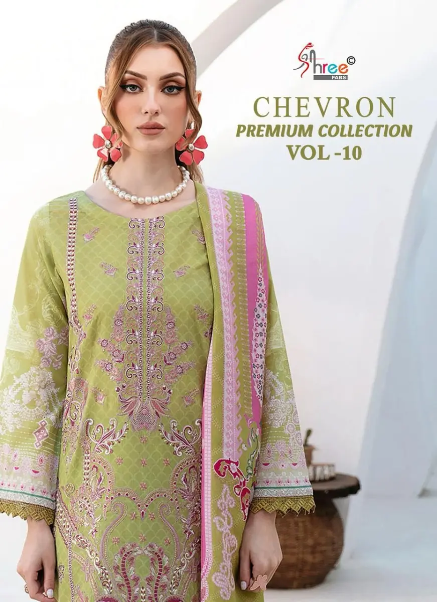 SHREE FABS CHEVRON PREMIUM COLLECTION VOL 10 chiffon dupatta with open images