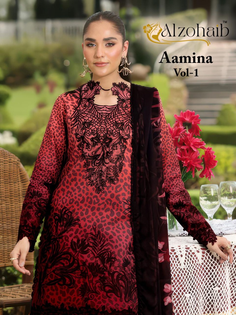 ALZOHAIB AAMINA VOL 1 COTTON DUPATTA WITH OPEN IMAGES