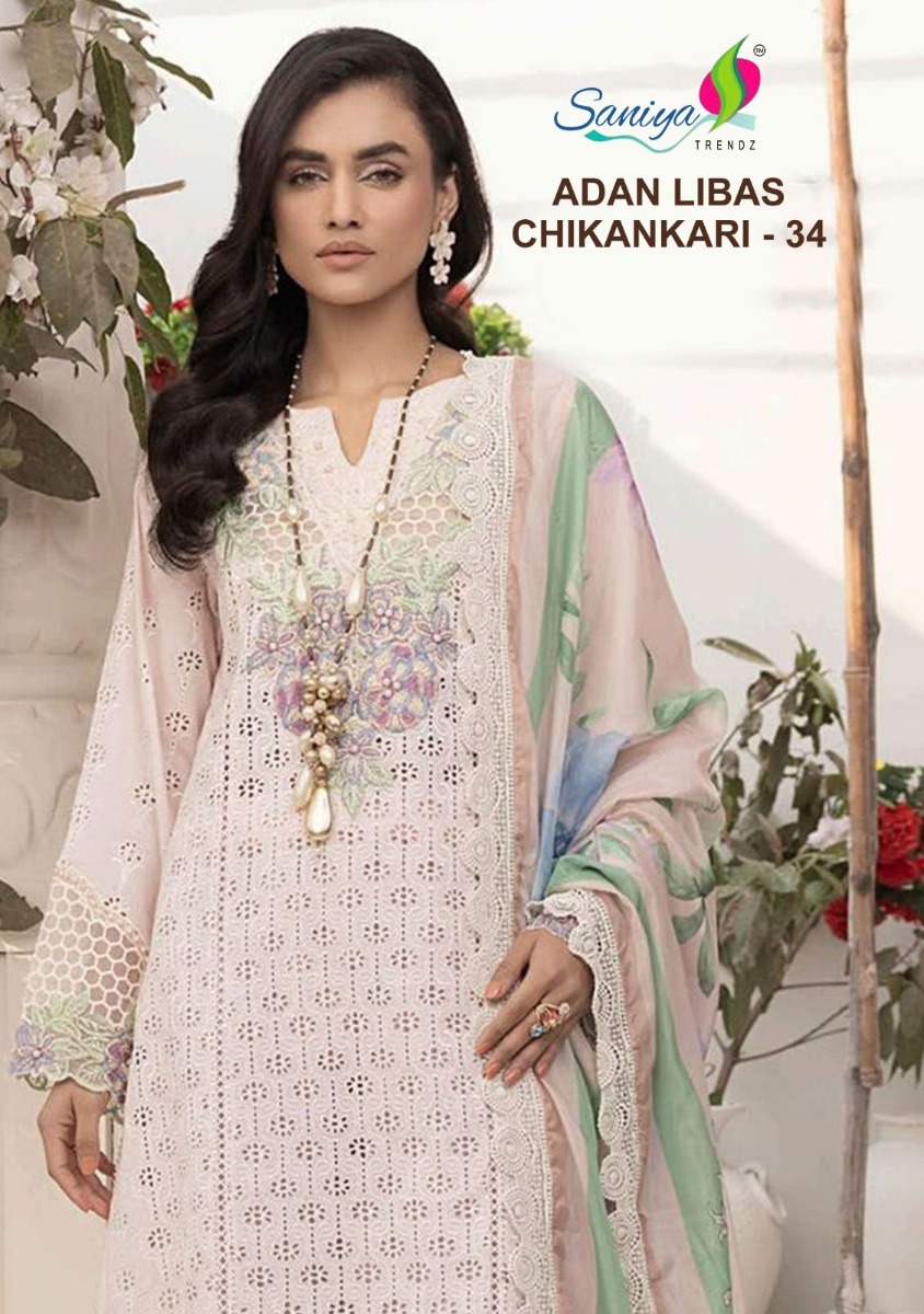SANIYA TRENDZ ADAN LIBAS CHIKANKARI VOL 34 WITH OPEN IMAGES