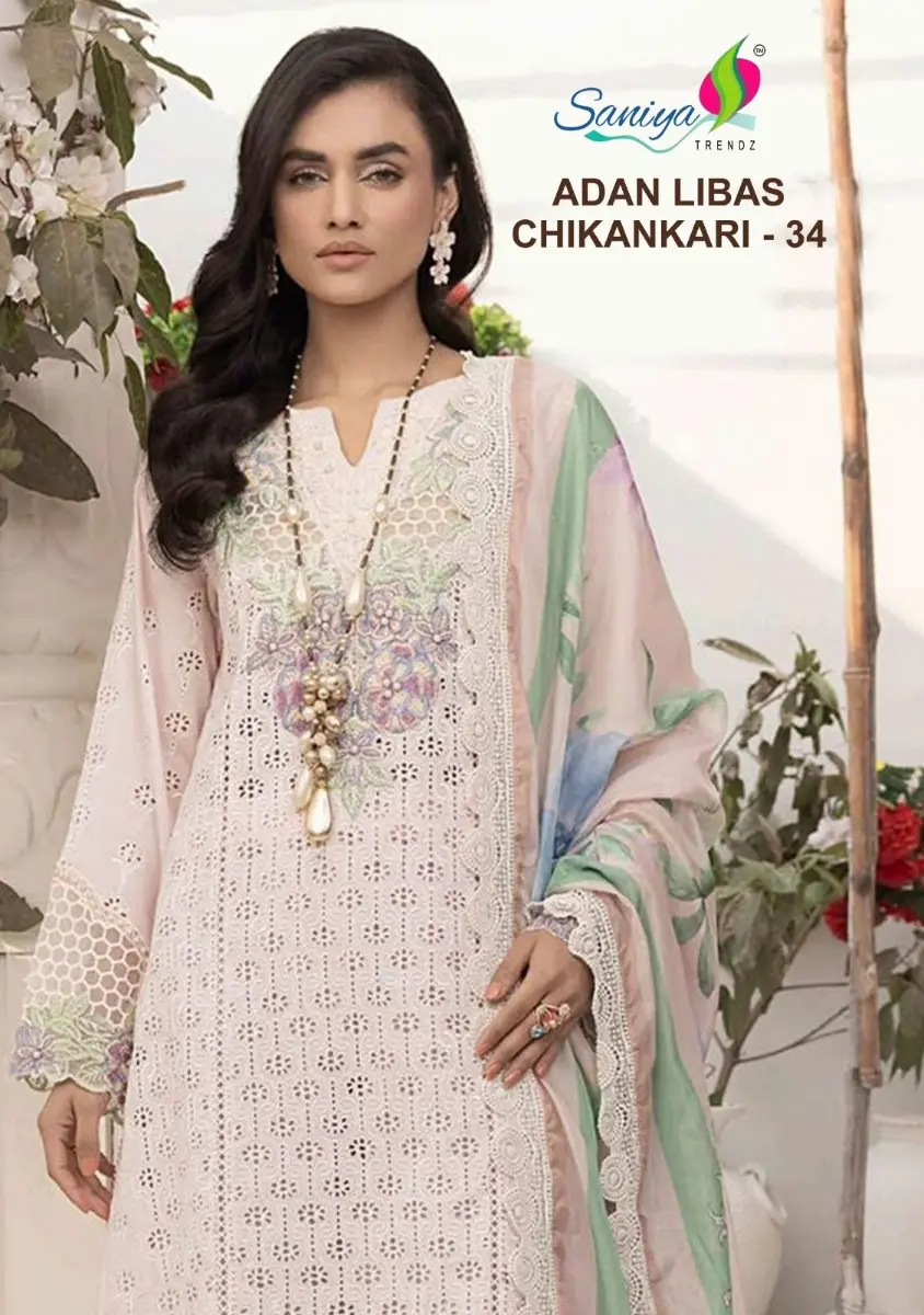 SANIYA TRENDZ ADAN LIBAS CHIKANKARI VOL 34 WITH OPEN IMAGES