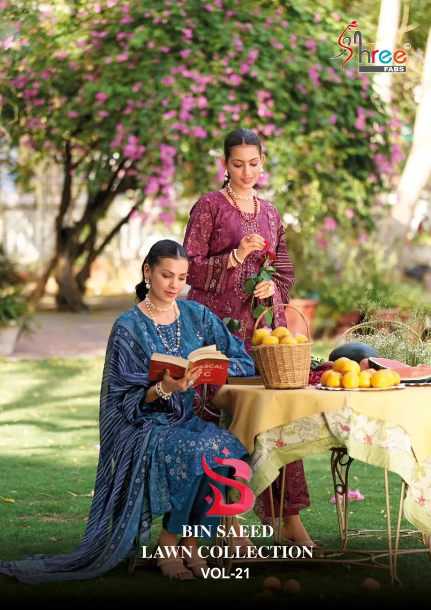 SHREE FABS READYMADE BIN SAEED LAWN COLLECTION VOL 21 with open images