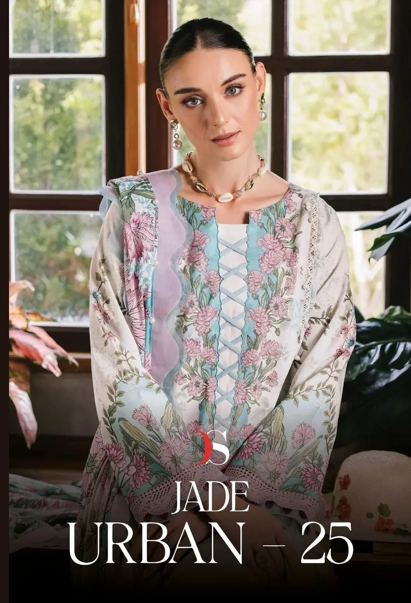 DEEPSY SUITS Jade Urban Lawn 25 chiffon dupatta with open images