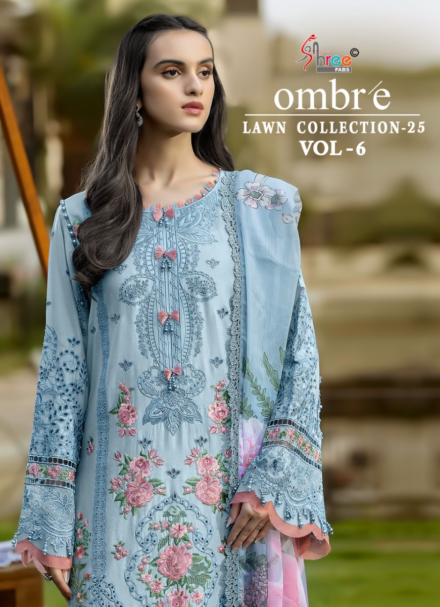 shree fabs OMBRE LAWN COLLECTION 2025 VOL 6 chiffon dupatta