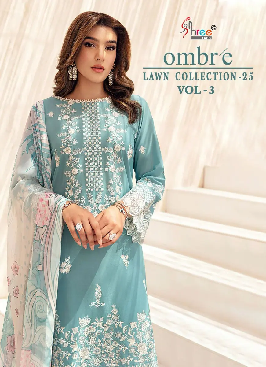 SHREE FABS OMBRE LAWN COLLECTION 2025  VOL 3 CHIFFON DUPATTA