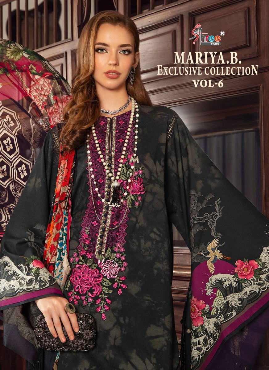 SHREE FABS MARIA B EXCLUSIVE COLLECTION VOL 6 Chiffon Dupatta with open images