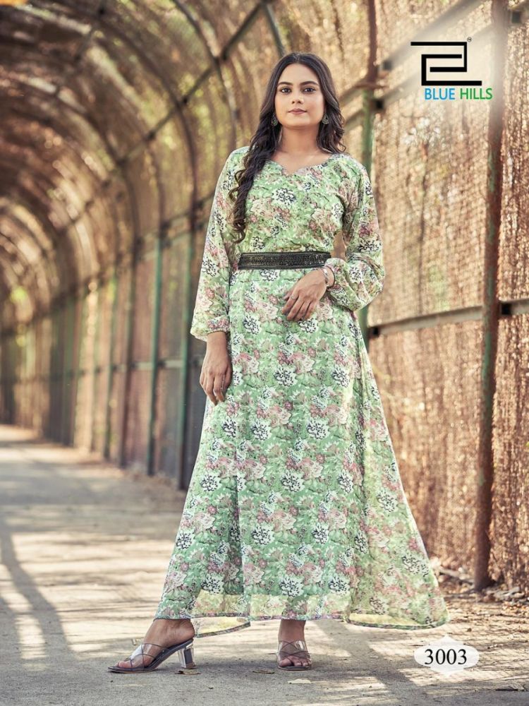 Buy online Sky Blue Printed Georgette Kurti from Kurta Kurtis for Women by  Hindu Fashions for ₹1200 at 0% off | 2024 Limeroad.com