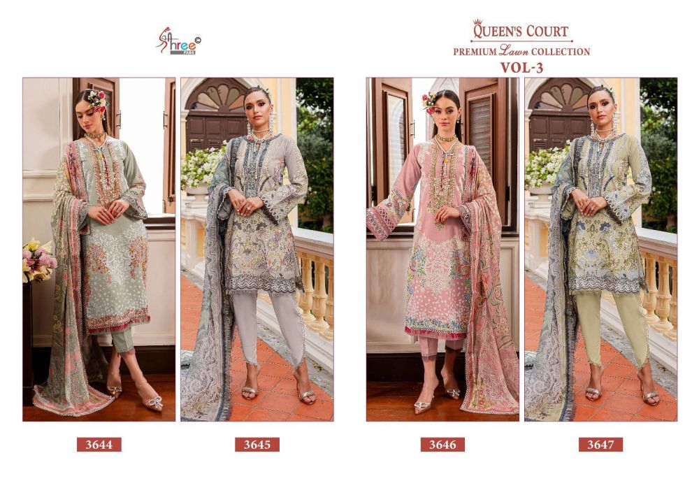 SHREE FABS QUEENS COURT PREMIUM LAWN COLLECTION vol 3 Chiffon Dupatta with open images