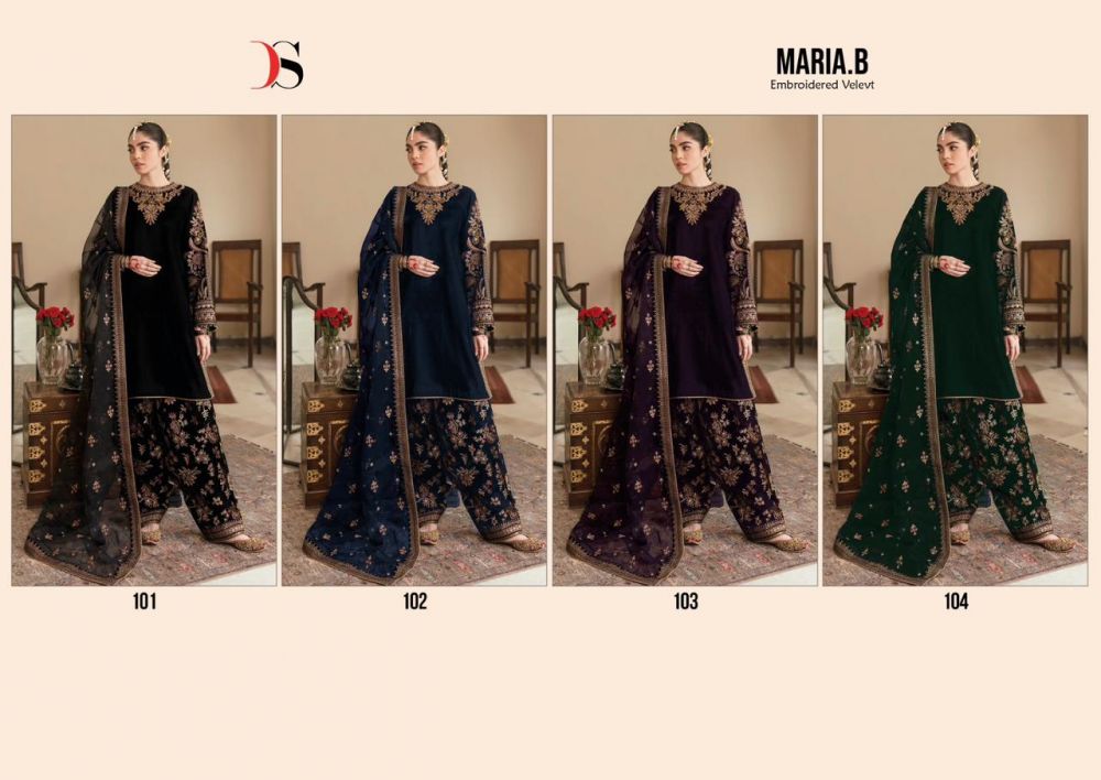 DEEPSY SUITS MARIA B embroidered Velvet 4 colors