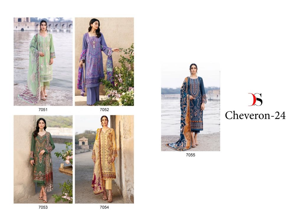 DEEPSY SUITS Cheveron 24 Chiffon Dupatta with open images