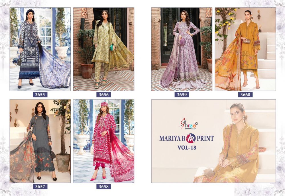 Shree fabs Mariya b m print vol 18 Chiffon Dupatta with open images