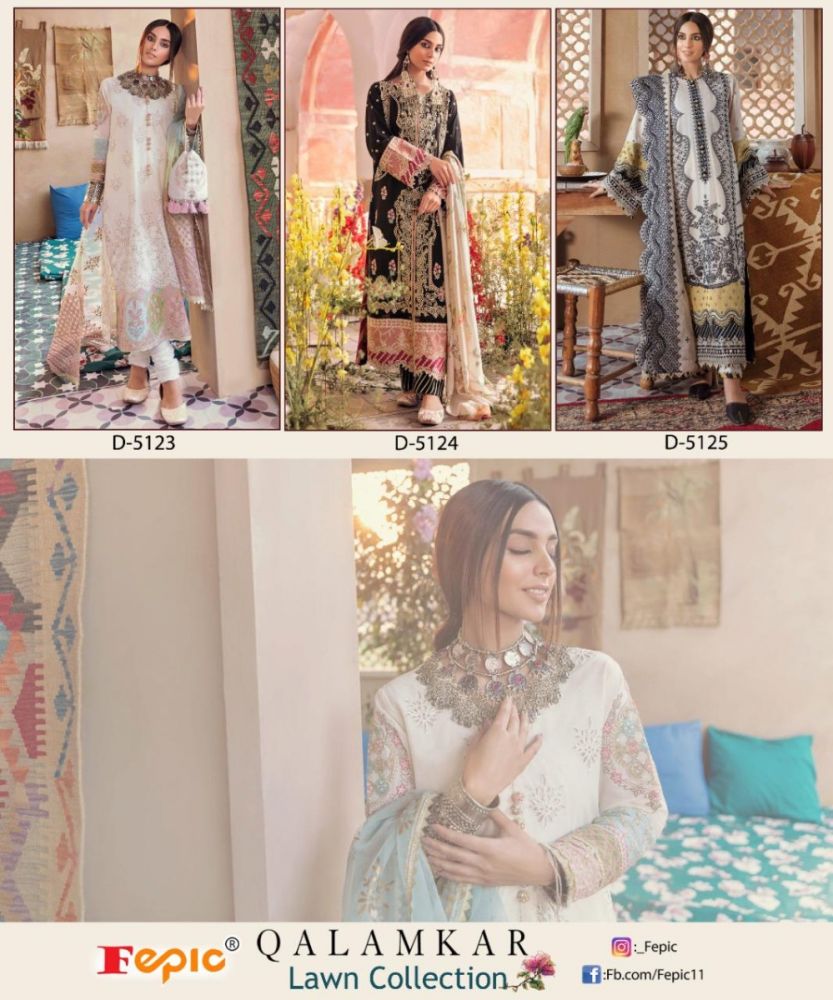 Fepic Rosemeen Qalamkaar Lawn Collection with Open Images