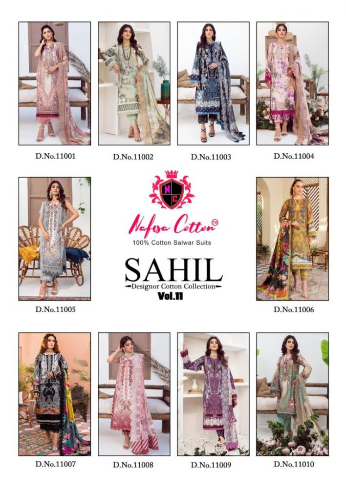 Wholesale Nafisa Cotton Suits, Sahil Designer Collection